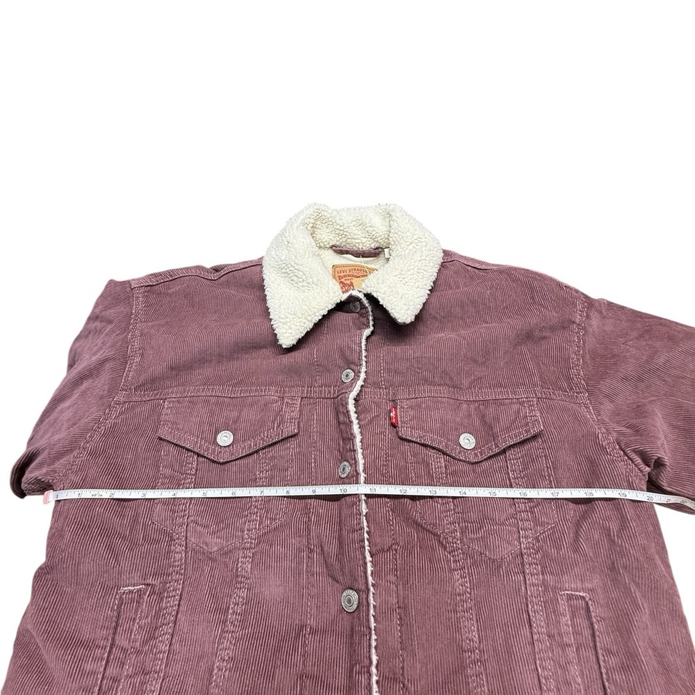 LEVIS 90s TRUCKER JACKET WOMENS SIZE XS FADED RED CORDUROY SHERPA - Picture 7 of 12